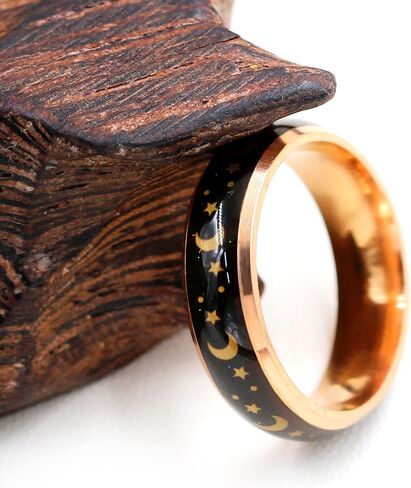 Uloveido 6MM Stainless Steel Band Comfort Fit Temprature Sensitive Color Changing Mood Rings Rainbow Tone in Saudi Arabia