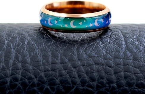 Uloveido 6MM Stainless Steel Band Comfort Fit Temprature Sensitive Color Changing Mood Rings Rainbow Tone in Saudi Arabia
