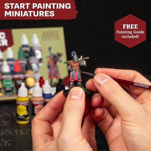 The Army Painter Warpaints Fanatic: Starter Set Combo, 11 paints: 7 acrylic colours, 2 Metallics, 1 Wash, 1 Brush-On Primer, 1 Basecoating Brush, Plus 1 Free Miniature figure and Starter Brush in Saudi Arabia