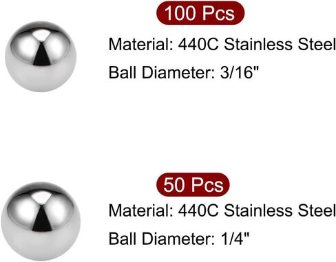 uxcell 1/4", 3/16" Bearing Balls 440C Stainless Steel Precision Balls 150pcs in Saudi Arabia