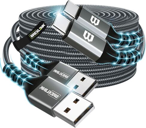 كابل BrexLink USB C، شاحن USB 3A من النوع C، كابل شحن سريع لهاتف Samsung Galaxy S22 Plus Ultra S21 S22 Plus، Moto G7 G8، شاحن USB آخر من النوع C (6.6أقدام+6.6أقدام، رمادي)... in Kuwait