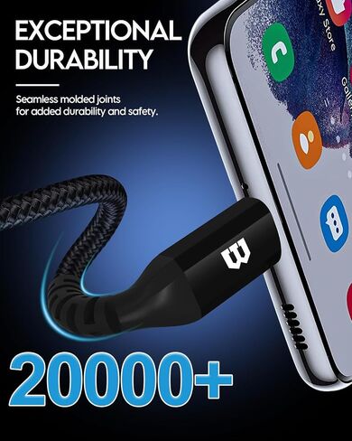 كابل BrexLink USB C، شاحن USB 3A من النوع C، كابل شحن سريع لهاتف Samsung Galaxy S22 Plus Ultra S21 S22 Plus، Moto G7 G8، شاحن USB آخر من النوع C (6.6أقدام+6.6أقدام، رمادي)... in Kuwait