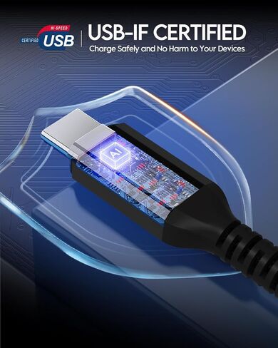 كابل BrexLink USB C، شاحن USB 3A من النوع C، كابل شحن سريع لهاتف Samsung Galaxy S22 Plus Ultra S21 S22 Plus، Moto G7 G8، شاحن USB آخر من النوع C (6.6أقدام+6.6أقدام، رمادي)... in Kuwait