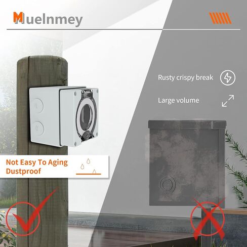 صندوق مخرج طاقة 50 أمبير، وعاء 125/250 فولت NEMA 14-50R مقاوم للغبار في الهواء الطلق ومقاوم للطقس للسيارات الكهربائية والمولدات وآلات اللحام، إلخ. مدرج في قائمة ETL in Kuwait