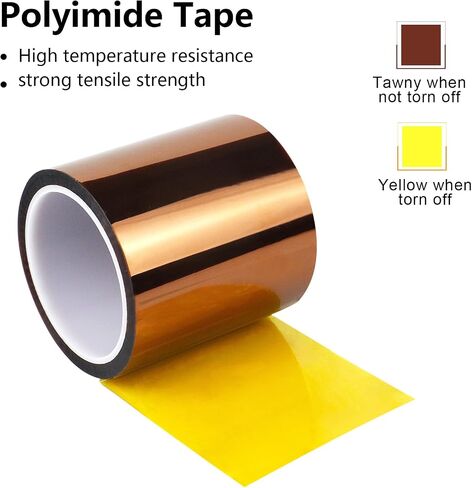 BOMEI PACK Heat Resistant Tape,4 Inch x 108 ft (33m),Wide Roll Heat Tape,High Temperature Tape,Heat Vinyl Press Tape for Heat Transfer,Polyimide Tape for Protecting CPU, PCB Circuit Board in Saudi Arabia