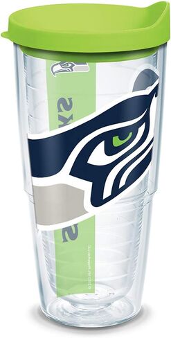 كوب Tervis مصنوع من البلاستيك في الولايات المتحدة الأمريكية بجدار مزدوج NFL Seattle Seahawks معزول يحافظ على المشروبات باردة وساخنة، 24oz، ضخم in Kuwait