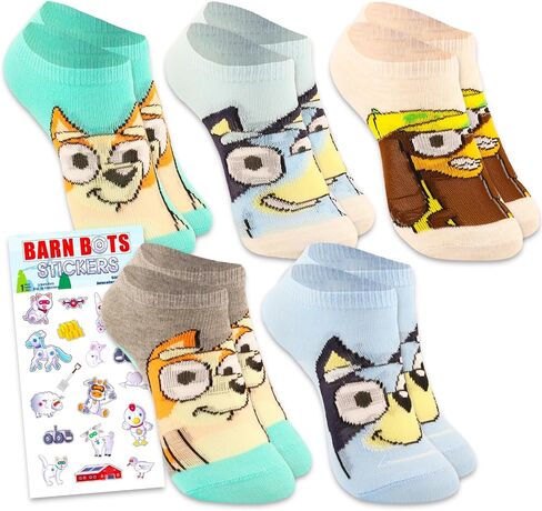 Bluey Socks for Toddlers 2T-4T For Kids - Bundle with 5 Pairs of Disney Bluey Socks Shoe Size 4-7 for Toddler Boys and Girls Plus Stickers | Bluey Gift Set in Saudi Arabia