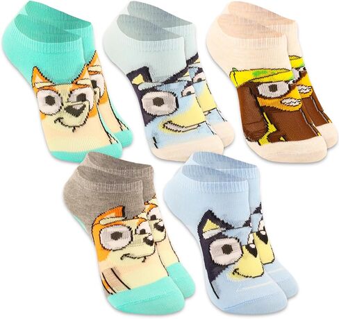 Bluey Socks for Toddlers 2T-4T For Kids - Bundle with 5 Pairs of Disney Bluey Socks Shoe Size 4-7 for Toddler Boys and Girls Plus Stickers | Bluey Gift Set in Saudi Arabia