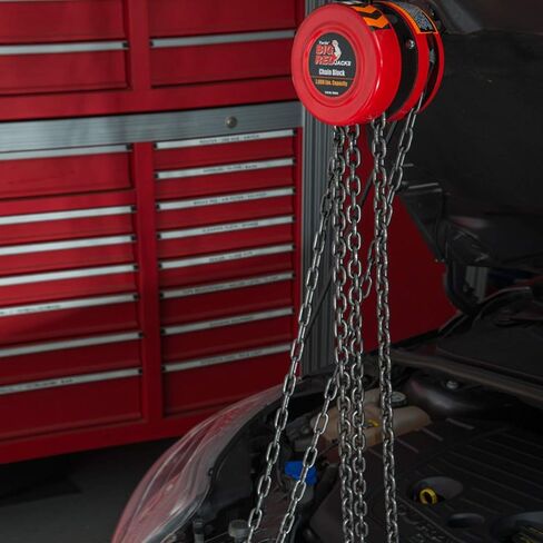رافعة سلسلة يدوية تورين TR9010-1 BIG RED مع خطافين للخدمة الشاقة 8 أقدام/2.5 متر لآلات السيارات في المستودعات، سعة 1 طن (2000 رطل)، أحمر in Saudi Arabia