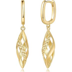 Gold Hoop Earrings 14K Gold Hoop Earrings for Women Dangle Drop Earring for Women Rhombic Twisted Hollow Shape Drop Earring for Womens Dangling 40mm in Saudi Arabia