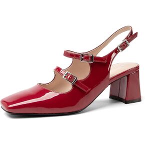 أحذية Mary Jane النسائية ذات الكعب العالي ذات الكعب العالي للنساء بمقدمة مربعة وحزام كاحل مزدوج in Kuwait