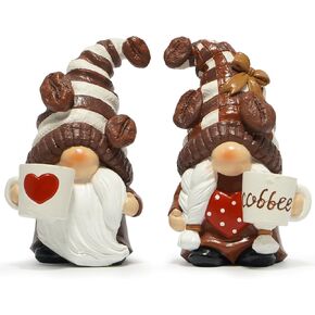 Hodao Coffee Gnome Figurine Set of 2 A Dreamy Decoration for Coffee Lovers Exquisite Coffee Bean Hat & Warm Handcrafted Details Perfect for Coffee Bar, Kitchen, Home Decor, and Gift Choice in Kuwait