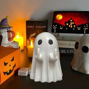 Ghost Halloween Decor, Spooky Home Decorations, Quirky Halloween Home Decor Indoor, Resin Finger Ghost Statue Gift for Porch, Props, Tabletop, Desk in Saudi Arabia