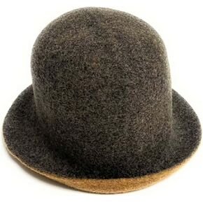 قبعة دلو منسوجة قابلة للعكس للخريف/الشتاء، غطاء رأس من الصوف المغلي الدافئ مع شريط قابل للتعديل، مقاس واحد يناسب معظم الأشخاص باللون الرمادي الداكن/الخردل in Kuwait