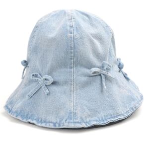 قبعات دلو من الدينيم للنساء، قبعة دلو لطيفة مع قبعة جينز بعقدة فيونكة in Kuwait