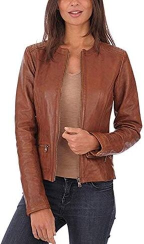 Women's Lambskin Leather Moto Biker Jacket - Winter Wear in Saudi Arabia