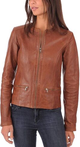 Women's Lambskin Leather Moto Biker Jacket - Winter Wear in Saudi Arabia