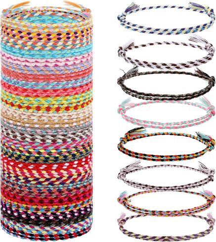 30Pcs Friendship Braided Bracelet, Woven Rope Bracelet, Wrap Friendships Bracelets for Women Men Bracelets String, Adjustable Boho Braided Friendship Anklets Birthday Gifts Party Favors in Saudi Arabia