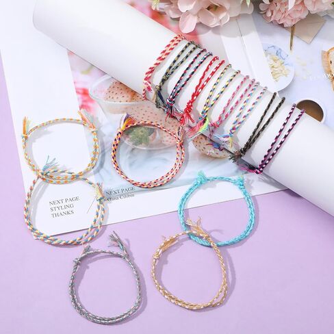 30Pcs Friendship Braided Bracelet, Woven Rope Bracelet, Wrap Friendships Bracelets for Women Men Bracelets String, Adjustable Boho Braided Friendship Anklets Birthday Gifts Party Favors in Saudi Arabia