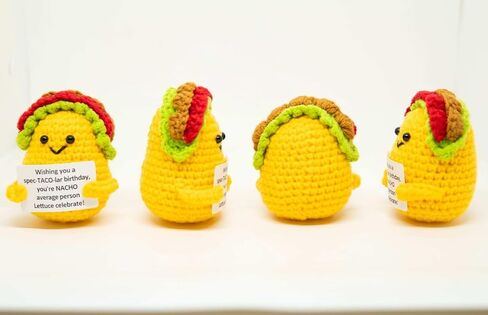 HKMK Mini Positive crochet taco with birthday card_ funny gift for friend,son,daughter, woman and men inspirational,emotional support handmade present. in Saudi Arabia