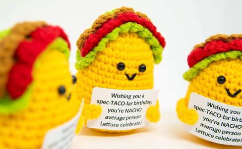HKMK Mini Positive crochet taco with birthday card_ funny gift for friend,son,daughter, woman and men inspirational,emotional support handmade present. in Saudi Arabia