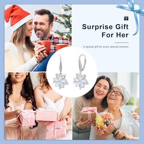 Flower Earrings S925 Sterling Silver Dangle Chain Rose Gold Earrings Cubic Zirconia Hypoallergenic Earrings for Women Girls Earrings Jewelry Gift in Kuwait