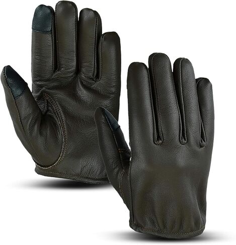 Hugger Men's Seamless Hand Back Water Resistant Leather Motorcycle, Driving, Police Patrol Glove in Saudi Arabia