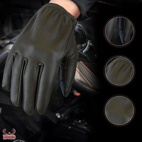 Hugger Men's Seamless Hand Back Water Resistant Leather Motorcycle, Driving, Police Patrol Glove in Saudi Arabia