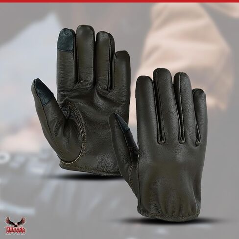 Hugger Men's Seamless Hand Back Water Resistant Leather Motorcycle, Driving, Police Patrol Glove in Saudi Arabia