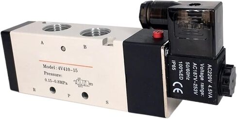 4V410-15 Pneumatic Valve Electric Solenoid Valve Control Air Gas Magnetic 5 Way 2 Position DC12V 24V AC110V 220V Coil Volt(4mm fittings,AC110V) in Saudi Arabia