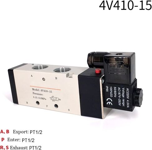 4V410-15 Pneumatic Valve Electric Solenoid Valve Control Air Gas Magnetic 5 Way 2 Position DC12V 24V AC110V 220V Coil Volt(4mm fittings,AC110V) in Saudi Arabia