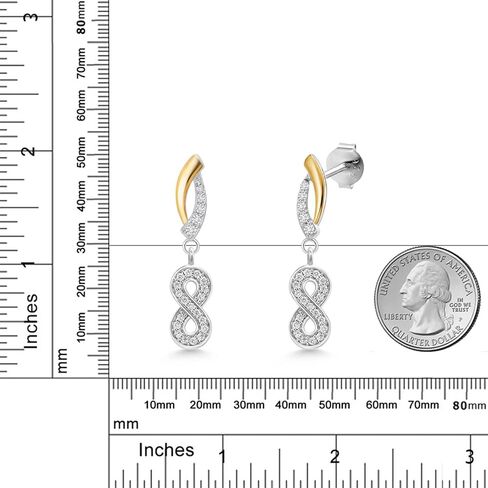 Gem Stone King 10k Yellow Gold and 925 Sterling Silver Dangling Lab Grown Diamond Earrings For Women with Fortune Charms Set with Moissanite in Saudi Arabia