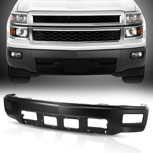 Auto Dynasty Front Bumper Impact Face Bar Compatible with 2014-2015 Chevrolet Silverado 1500, with Fog Light Cutouts and Parking Sensor Cutout, Polished Chrome in Saudi Arabia