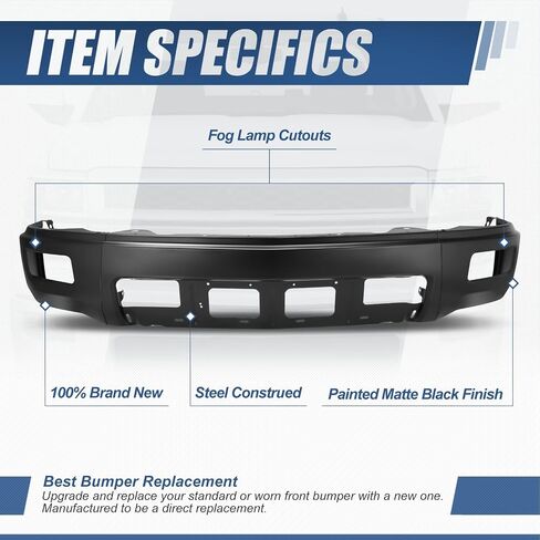 Auto Dynasty Front Bumper Impact Face Bar Compatible with 2014-2015 Chevrolet Silverado 1500, with Fog Light Cutouts and Parking Sensor Cutout, Polished Chrome in Saudi Arabia