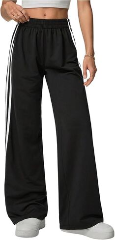 SHENHE Women's Track Pants Side Stripe Sweatpants Straight Leg Elastic Waist Workout Pants in Saudi Arabia