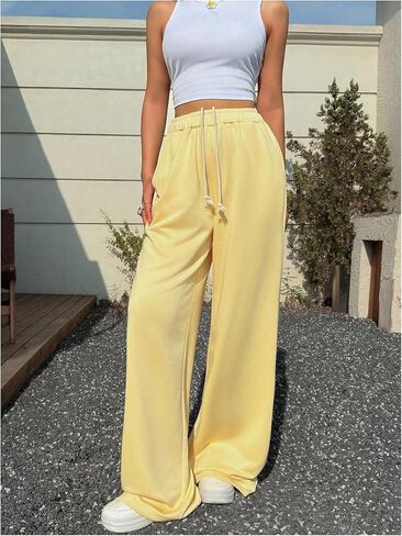 SHENHE Women's Baggy Sweatpants Wide Leg Open Bottom Drawstring Workout Travel Pants Trousers in Saudi Arabia