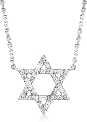 Ross-Simons 0.25 ct. t.w. Diamond Star Of David Necklace in Sterling Silver in Saudi Arabia