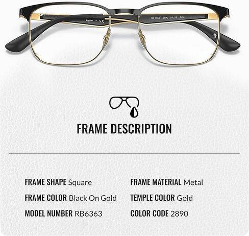 Ray-Ban RB6363 Square Shape Metal Eyeglasses with Official Eyewear Kit in Saudi Arabia