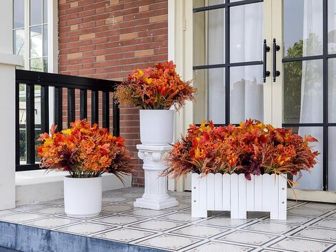 24 Bundles Fall Flowers Artificial for Decoration, Artificial Mums for Outdoor Maples Flowers for Outside Garden Yard Window Fall Decorations for Home Thanksgiving Autumn Fall Decor in Kuwait