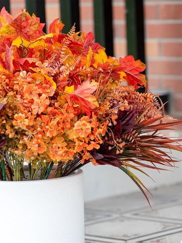 24 Bundles Fall Flowers Artificial for Decoration, Artificial Mums for Outdoor Maples Flowers for Outside Garden Yard Window Fall Decorations for Home Thanksgiving Autumn Fall Decor in Kuwait