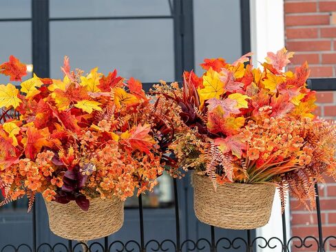 24 Bundles Fall Flowers Artificial for Decoration, Artificial Mums for Outdoor Maples Flowers for Outside Garden Yard Window Fall Decorations for Home Thanksgiving Autumn Fall Decor in Kuwait