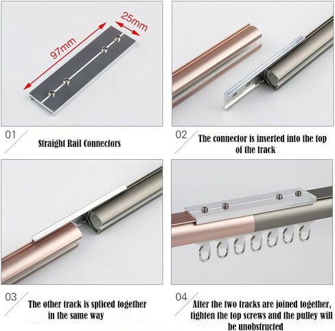 Double Curtain Rail for Bay Windows Heavy Duty Ceiling Rail with Silent Rollers Curtain Rail Room Divider Red 1.6M/5.24FT-1.3m/4.26FT in Saudi Arabia