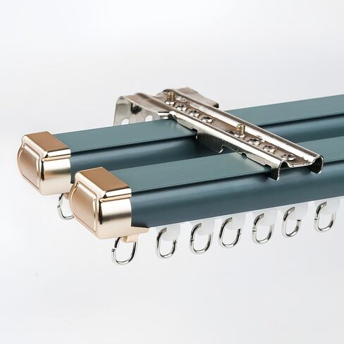 Double Curtain Rail for Bay Windows Heavy Duty Ceiling Rail with Silent Rollers Curtain Rail Room Divider Red 1.6M/5.24FT-1.3m/4.26FT in Saudi Arabia