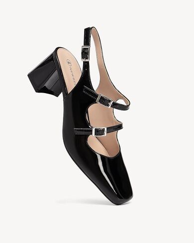 Women's Mary Jane Shoes Slingbacks Block Heels for Women Square Toe Double Ankle Strap Pumps in Kuwait
