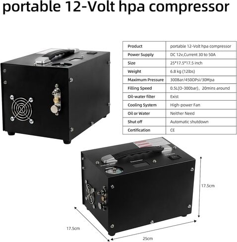 Pcp Air Compressor,4500psi 30mpa/300 Bar Automatic Stop Pump,Oil/Water Free,Powered By Car 12v Dc Or Home 110v Ac,Paintball Air Compressor,Scuba Air Compressor in Kuwait