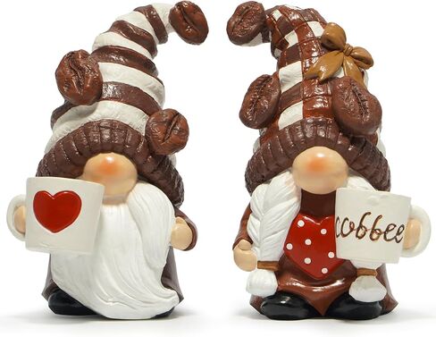 Hodao Coffee Gnome Figurine Set of 2 A Dreamy Decoration for Coffee Lovers Exquisite Coffee Bean Hat & Warm Handcrafted Details Perfect for Coffee Bar, Kitchen, Home Decor, and Gift Choice in Kuwait