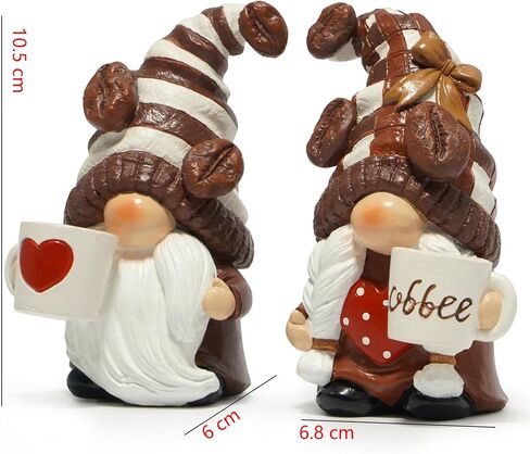 Hodao Coffee Gnome Figurine Set of 2 A Dreamy Decoration for Coffee Lovers Exquisite Coffee Bean Hat & Warm Handcrafted Details Perfect for Coffee Bar, Kitchen, Home Decor, and Gift Choice in Kuwait
