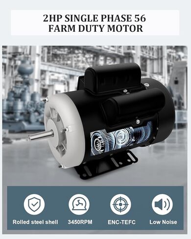 محرك كهربائي 3HP واجب المزرعة محرك أحادي الطور 3450 دورة في الدقيقة 208-230 فولت 56 إطار 5/8 "قطر الرمح 60 هرتز CW/CCW TEFC 2 القطب in Kuwait