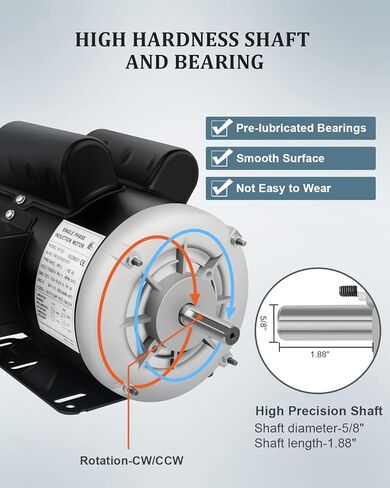 محرك كهربائي 3HP واجب المزرعة محرك أحادي الطور 3450 دورة في الدقيقة 208-230 فولت 56 إطار 5/8 "قطر الرمح 60 هرتز CW/CCW TEFC 2 القطب in Kuwait
