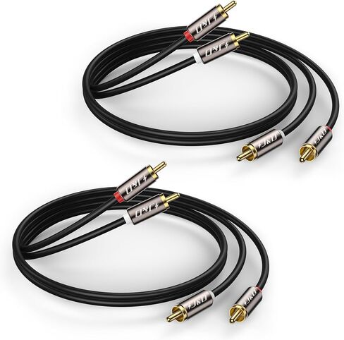 J&D 2 RCA Cables, RCA Cable Gold Plated Audiowave Series 2 RCA Male to 2 RCA Male Stereo Audio Cable with PVC Shelled Housing and Nylon Braid, 6 Feet in Saudi Arabia